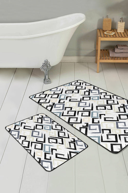 Set di 2 Tappetini da bagno antiscivolo Miran BPS47 Rectangle Multicolore, 100 x 60 cm / 60 x 50 cm