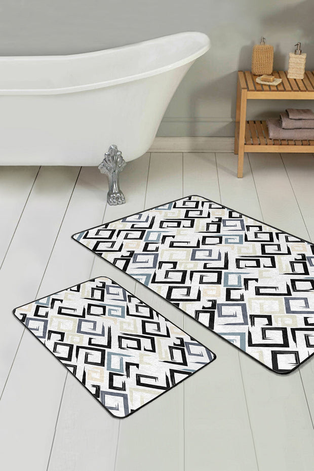 Set di 2 Tappetini da bagno antiscivolo Miran BPS47 Rectangle Multicolore, 100 x 60 cm / 60 x 50 cm