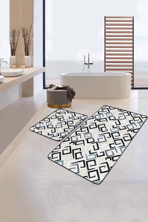 Set di 2 Tappetini da bagno antiscivolo Miran BPS47 Rectangle Multicolore, 100 x 60 cm / 60 x 50 cm (1)