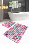 Set di 2 Tappetini da bagno antiscivolo Miran BPS48 Rectangle Multicolore, 100 x 60 cm / 60 x 50 cm