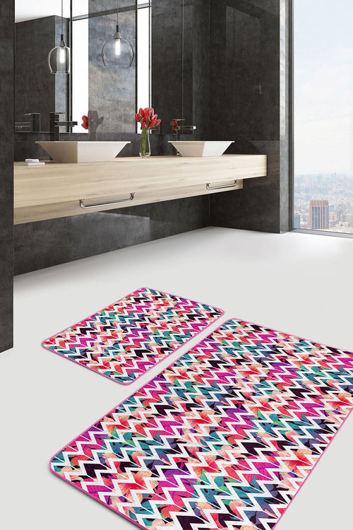 Set di 2 Tappetini da bagno antiscivolo Miran BPS48 Rectangle Multicolore, 100 x 60 cm / 60 x 50 cm (1)