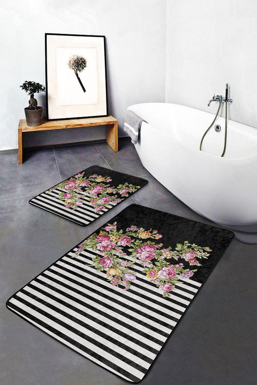 Set di 2 Tappetini da bagno antiscivolo Miran BPS49 Rectangle Multicolore, 100 x 60 cm / 60 x 50 cm