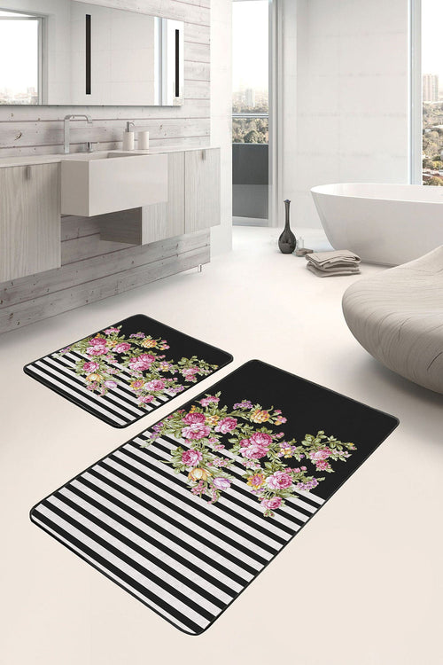Set di 2 Tappetini da bagno antiscivolo Miran BPS49 Rectangle Multicolore, 100 x 60 cm / 60 x 50 cm (1)