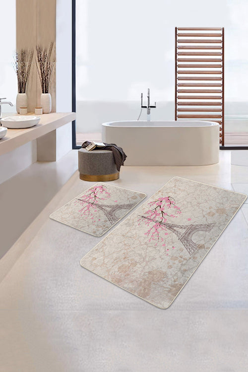 Set di 2 Tappetini da bagno antiscivolo Miran BPS52 Rectangle Multicolore, 100 x 60 cm / 60 x 50 cm