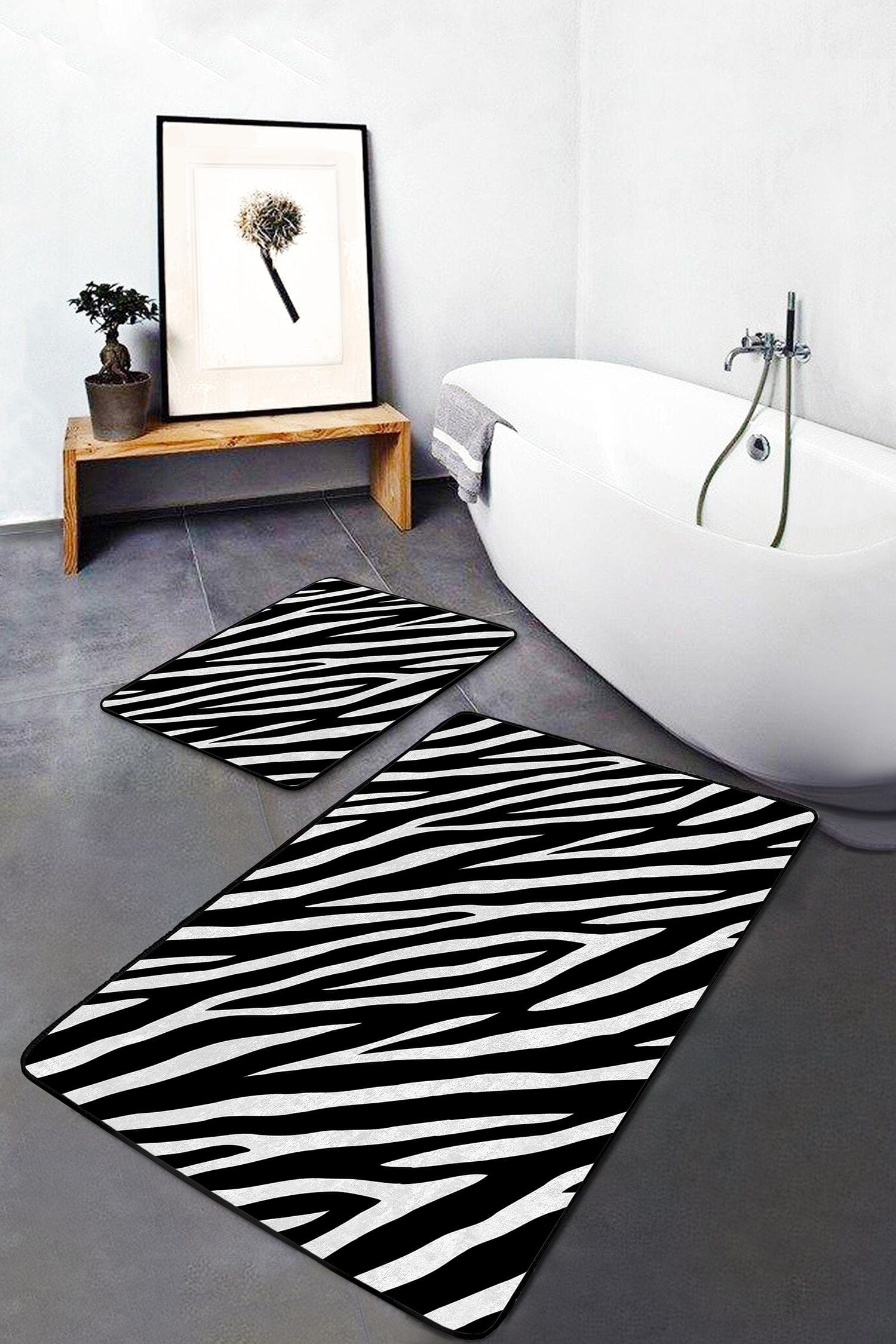Set di 2 Tappetini da bagno antiscivolo Miran BPS53 Rectangle Multicolore, 100 x 60 cm / 60 x 50 cm