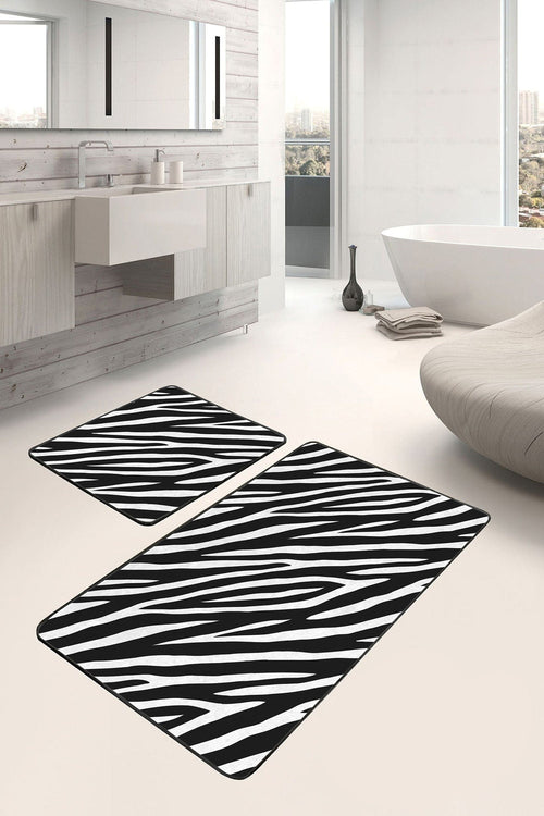 Set di 2 Tappetini da bagno antiscivolo Miran BPS53 Rectangle Multicolore, 100 x 60 cm / 60 x 50 cm (1)