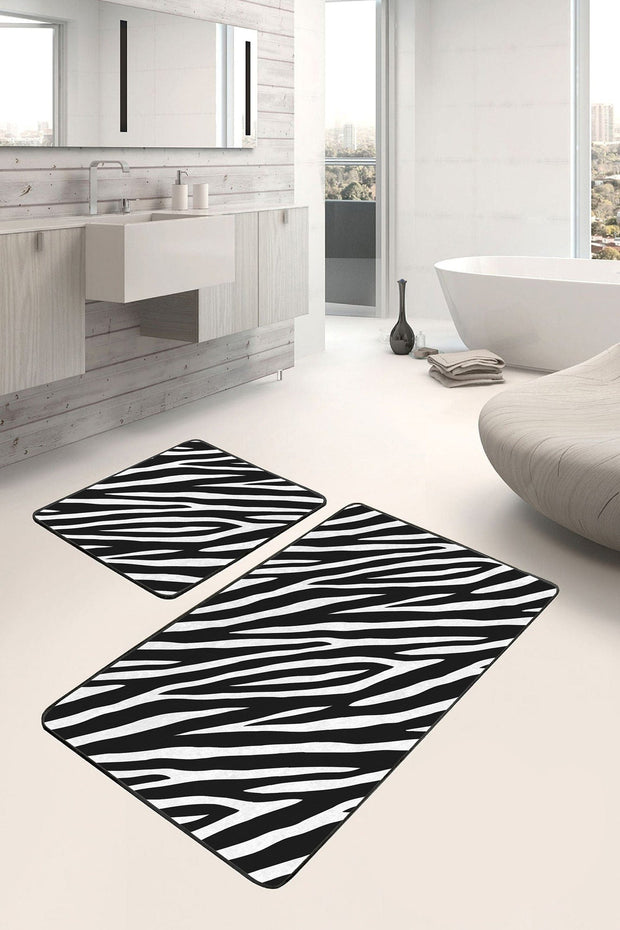 Set di 2 Tappetini da bagno antiscivolo Miran BPS53 Rectangle Multicolore, 100 x 60 cm / 60 x 50 cm (1)