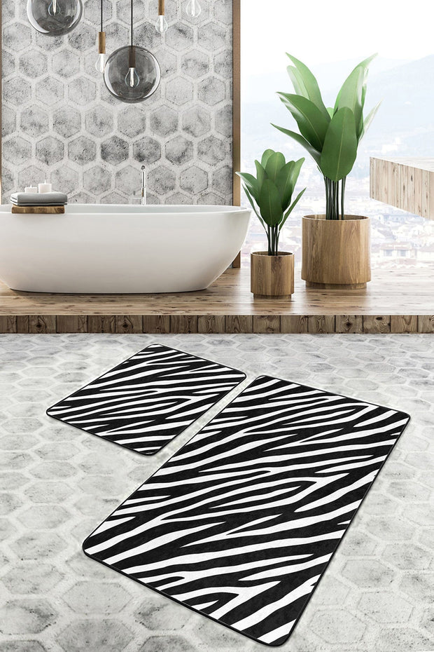 Set di 2 Tappetini da bagno antiscivolo Miran BPS53 Rectangle Multicolore, 100 x 60 cm / 60 x 50 cm (2)