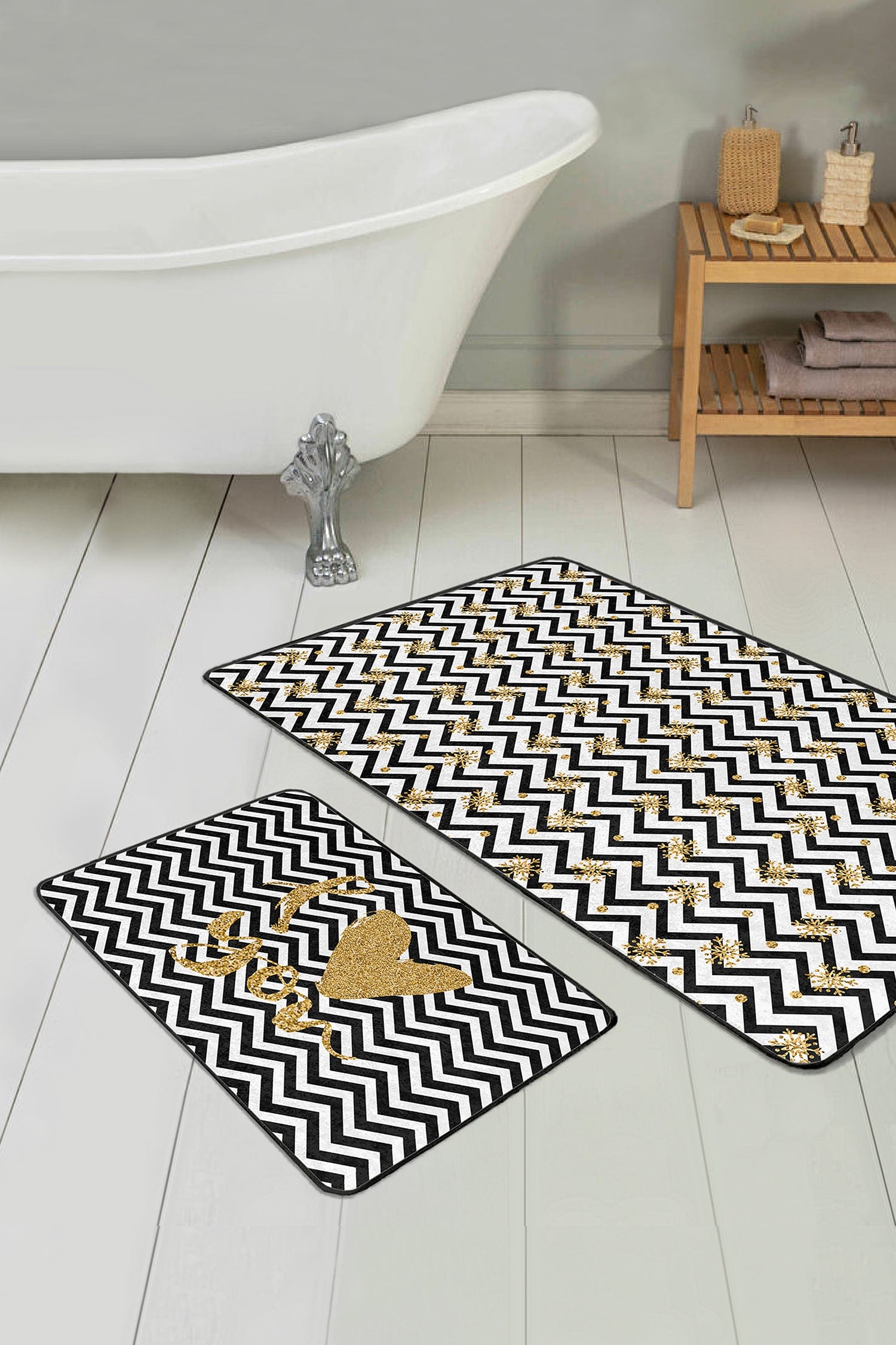 Set di 2 Tappetini da bagno antiscivolo Miran BPS54 Multicolore, 100 x 60 cm / 60 x 50 cm (1)