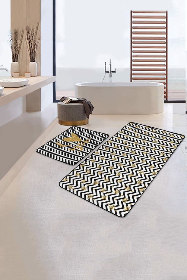 Set di 2 Tappetini da bagno antiscivolo Miran BPS54 Multicolore, 100 x 60 cm / 60 x 50 cm (2)