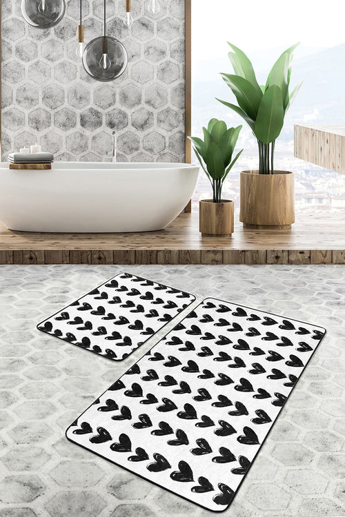 Set di 2 Tappetini da bagno antiscivolo Miran BPS55 Rectangle Multicolore, 100 x 60 cm / 60 x 50 cm (1)