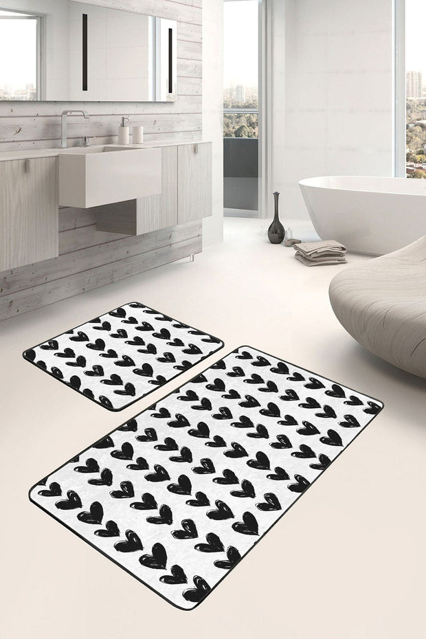 Set di 2 Tappetini da bagno antiscivolo Miran BPS55 Rectangle Multicolore, 100 x 60 cm / 60 x 50 cm (2)