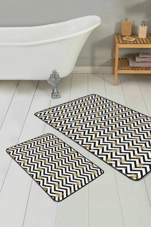Set di 2 Tappetini da bagno antiscivolo Miran BPS56 Rectangle Multicolore, 100 x 60 cm / 60 x 50 cm