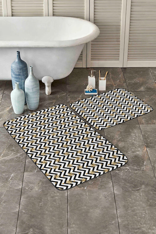 Set di 2 Tappetini da bagno antiscivolo Miran BPS56 Rectangle Multicolore, 100 x 60 cm / 60 x 50 cm (1)
