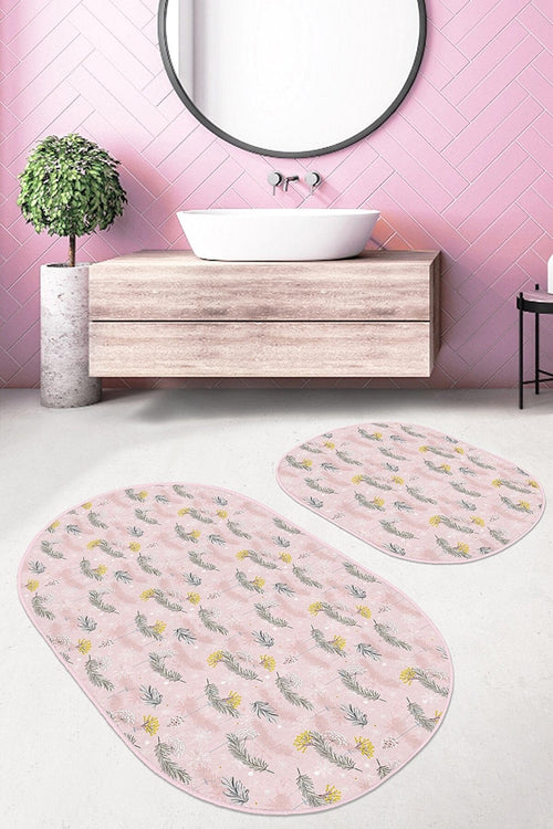 Set di 2 Tappetini da bagno antiscivolo Murat BPS564 Oval Multicolore, 100 x 60 cm / 60 x 50 cm (1)