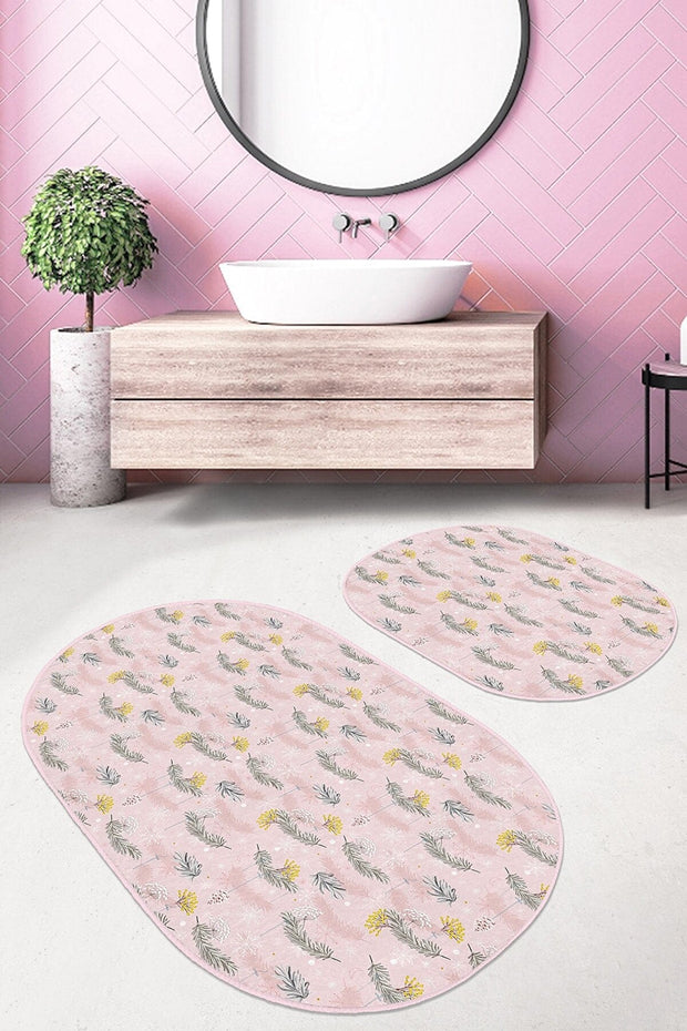 Set di 2 Tappetini da bagno antiscivolo Murat BPS564 Oval Multicolore, 100 x 60 cm / 60 x 50 cm (1)