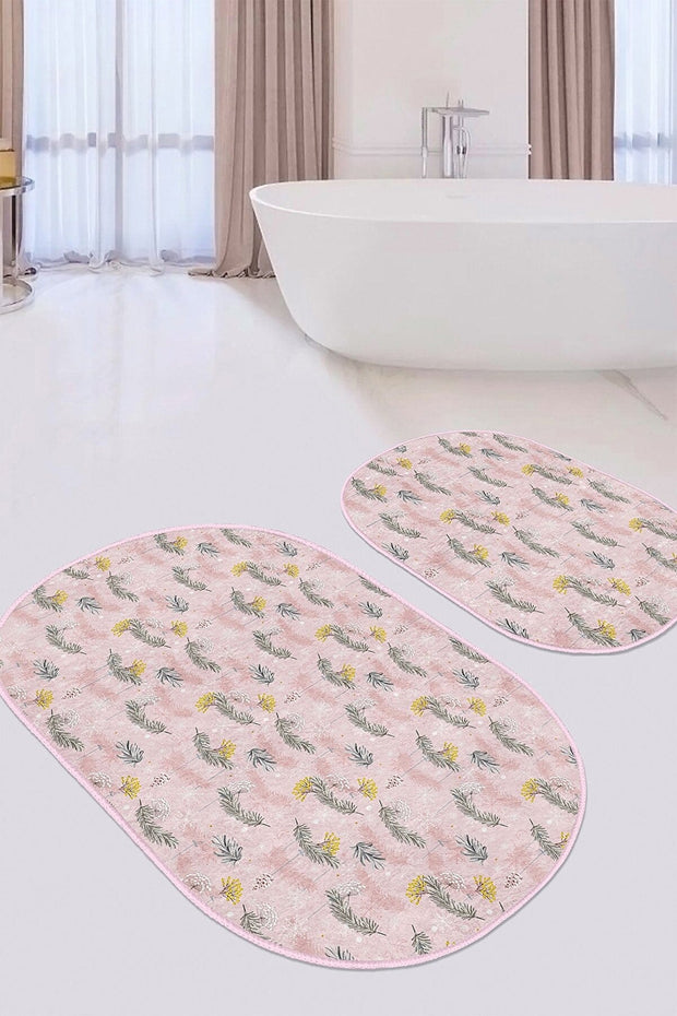 Set di 2 Tappetini da bagno antiscivolo Murat BPS564 Oval Multicolore, 100 x 60 cm / 60 x 50 cm (2)