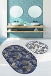 Set di 2 Tappetini da bagno antiscivolo Murat BPS565 Oval Multicolore, 100 x 60 cm / 60 x 50 cm