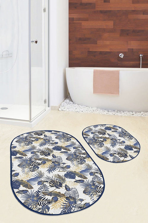 Set di 2 Tappetini da bagno antiscivolo Murat BPS566 Oval Multicolore, 100 x 60 cm / 60 x 50 cm (1)