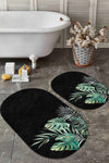Set di 2 Tappetini da bagno antiscivolo Murat BPS567 Oval Multicolore, 100 x 60 cm / 60 x 50 cm