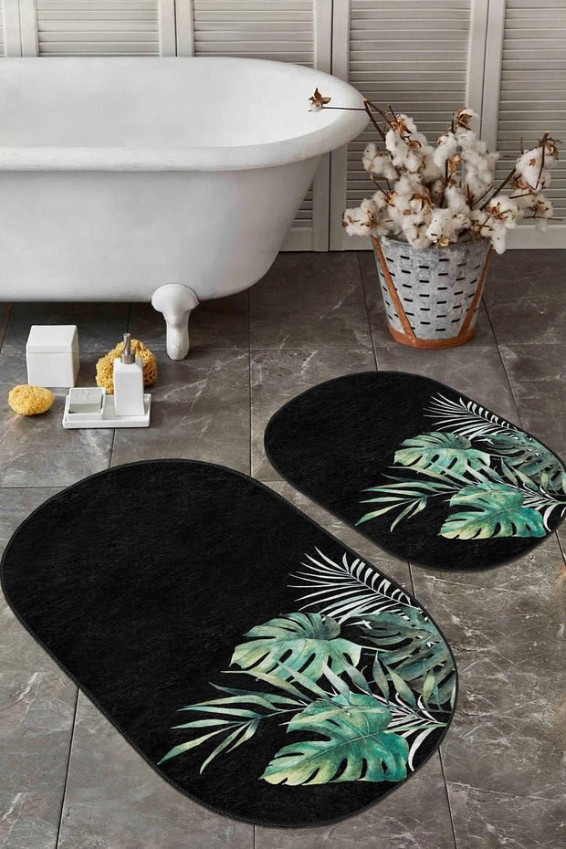 Set di 2 Tappetini da bagno antiscivolo Murat BPS567 Oval Multicolore, 100 x 60 cm / 60 x 50 cm