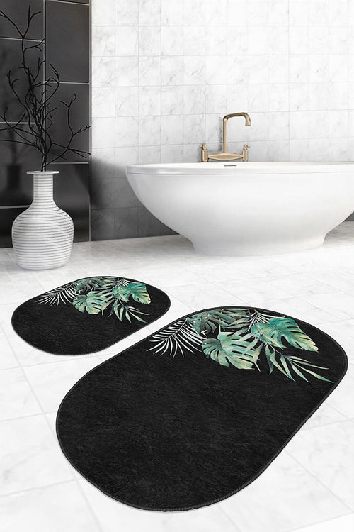 Set di 2 Tappetini da bagno antiscivolo Murat BPS567 Oval Multicolore, 100 x 60 cm / 60 x 50 cm (1)