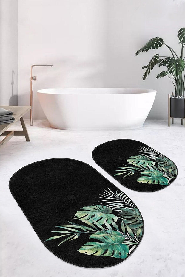 Set di 2 Tappetini da bagno antiscivolo Murat BPS567 Oval Multicolore, 100 x 60 cm / 60 x 50 cm (2)