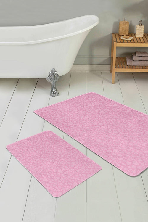 Set di 2 Tappetini da bagno antiscivolo Nuray BPS300 Rectangle Rosa, 100 x 60 cm / 60 x 50 cm