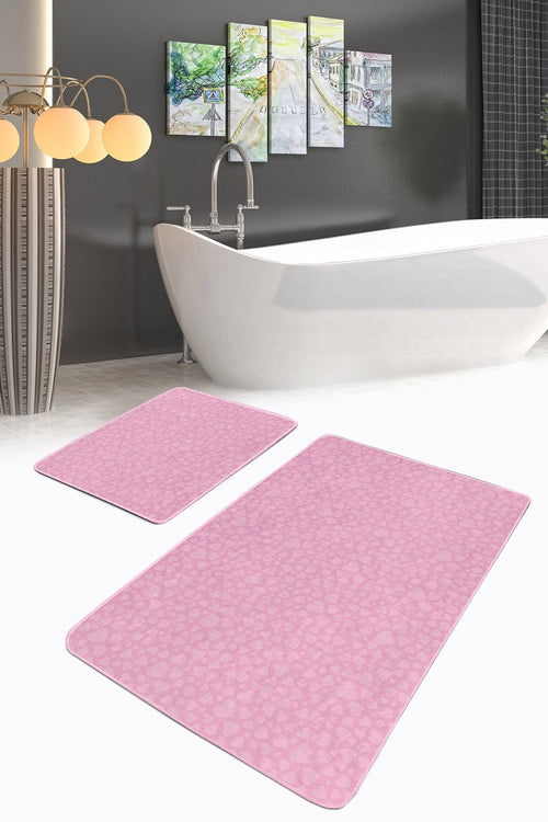 Set di 2 Tappetini da bagno antiscivolo Nuray BPS300 Rectangle Rosa, 100 x 60 cm / 60 x 50 cm (1)