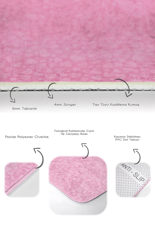 Set di 2 Tappetini da bagno antiscivolo Nuray BPS300 Rectangle Rosa, 100 x 60 cm / 60 x 50 cm (3)