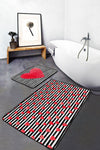 Set di 2 Tappetini da bagno antiscivolo Nuray BPS301 Rectangle Multicolore, 100 x 60 cm / 60 x 50 cm