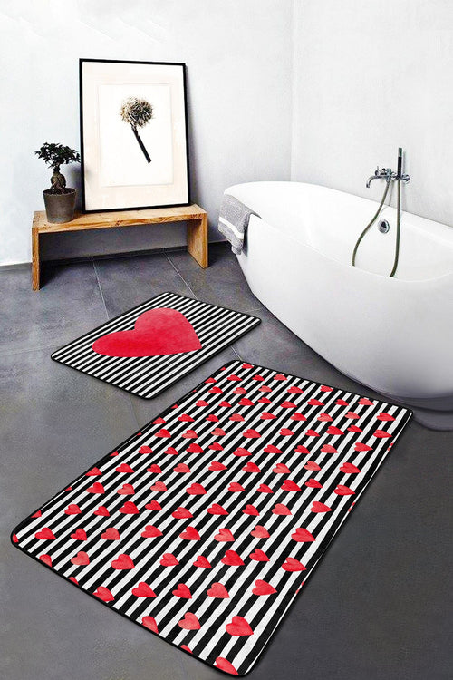 Set di 2 Tappetini da bagno antiscivolo Nuray BPS301 Rectangle Multicolore, 100 x 60 cm / 60 x 50 cm