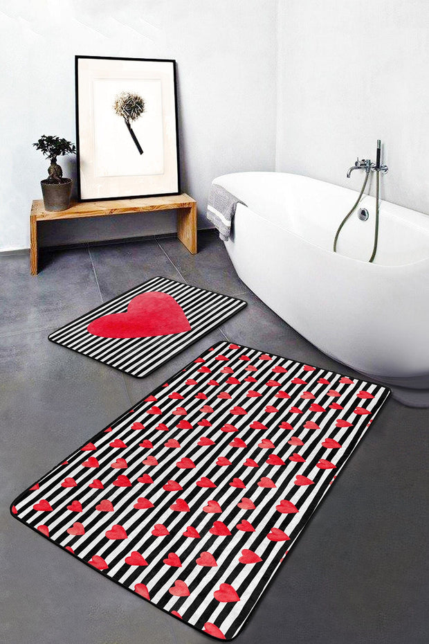 Set di 2 Tappetini da bagno antiscivolo Nuray BPS301 Rectangle Multicolore, 100 x 60 cm / 60 x 50 cm
