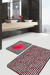Set di 2 Tappetini da bagno antiscivolo Nuray BPS301 Rectangle Multicolore, 100 x 60 cm / 60 x 50 cm (2)