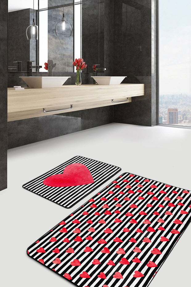 Set di 2 Tappetini da bagno antiscivolo Nuray BPS301 Rectangle Multicolore, 100 x 60 cm / 60 x 50 cm (2)