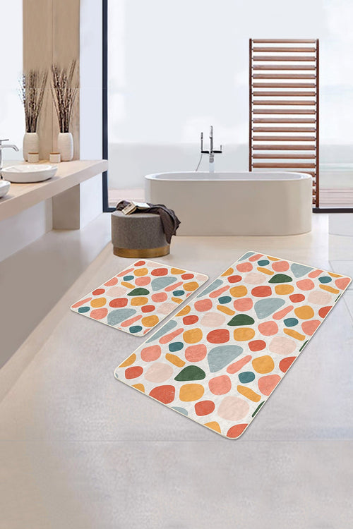 Set di 2 Tappetini da bagno antiscivolo Nuray BPS302 Rectangle Multicolore, 100 x 60 cm / 60 x 50 cm (1)