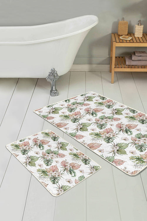 Set di 2 Tappetini da bagno antiscivolo Nuray BPS303 Rectangle Multicolore, 100 x 60 cm / 60 x 50 cm (1)
