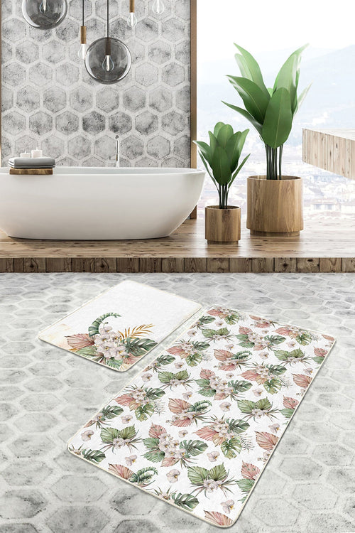Set di 2 Tappetini da bagno antiscivolo Nuray BPS305 Rectangle Multicolore, 100 x 60 cm / 60 x 50 cm (1)