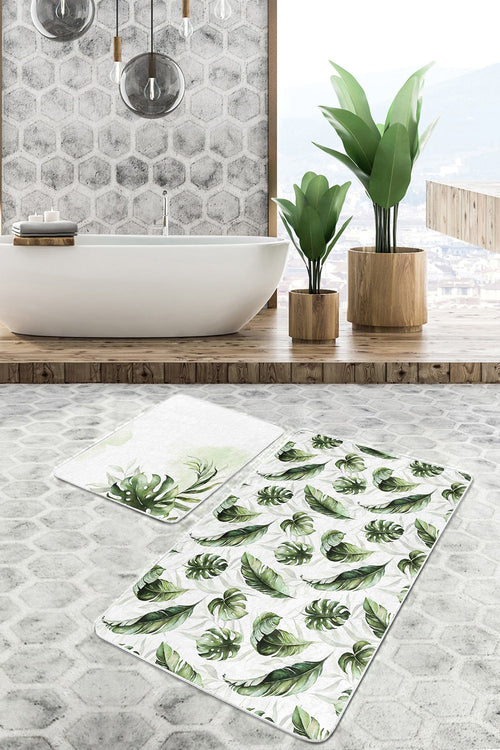 Set di 2 Tappetini da bagno antiscivolo Nuray BPS306 Rectangle Multicolore, 100 x 60 cm / 60 x 50 cm