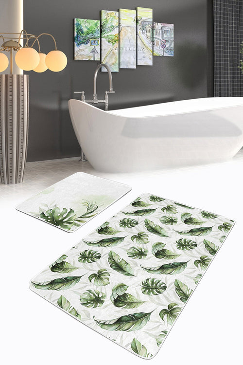 Set di 2 Tappetini da bagno antiscivolo Nuray BPS306 Rectangle Multicolore, 100 x 60 cm / 60 x 50 cm (1)