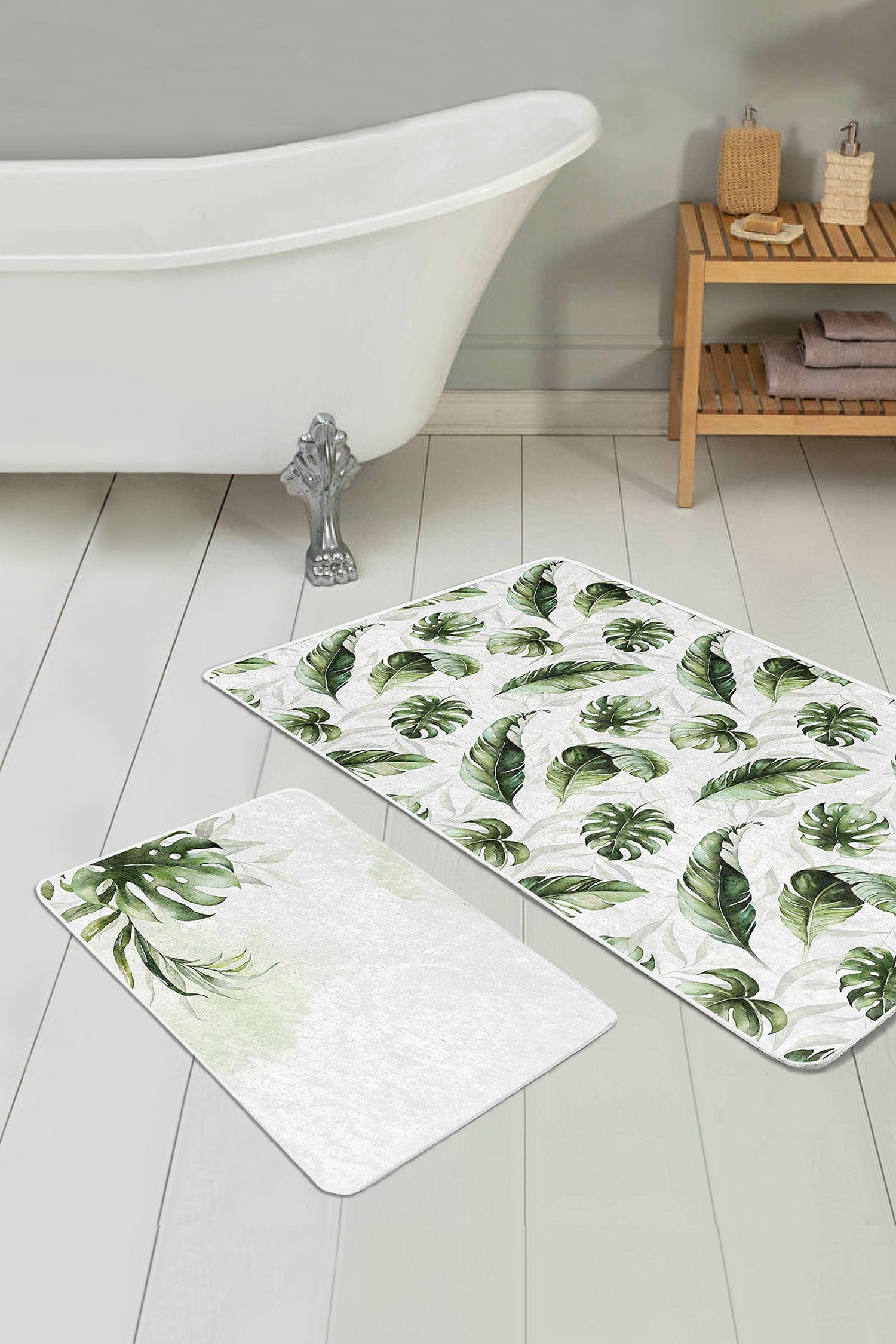 Set di 2 Tappetini da bagno antiscivolo Nuray BPS306 Rectangle Multicolore, 100 x 60 cm / 60 x 50 cm (2)