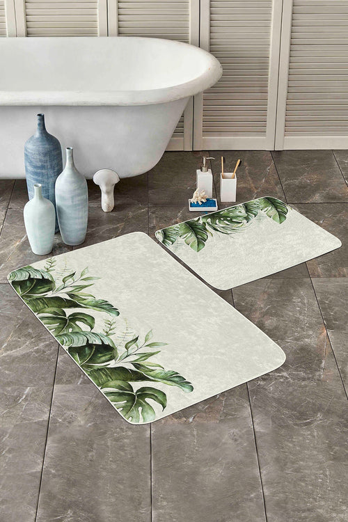 Set di 2 Tappetini da bagno antiscivolo Nuray BPS307 Rectangle Multicolore, 100 x 60 cm / 60 x 50 cm