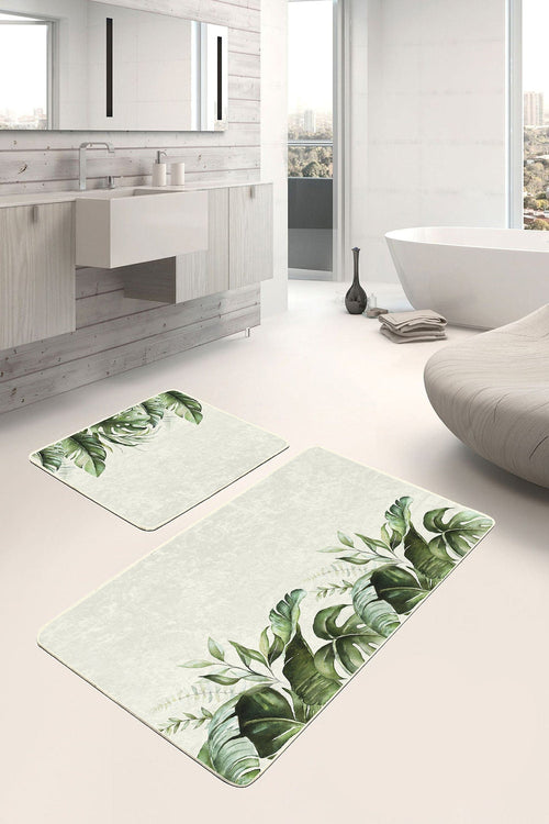 Set di 2 Tappetini da bagno antiscivolo Nuray BPS307 Rectangle Multicolore, 100 x 60 cm / 60 x 50 cm (1)