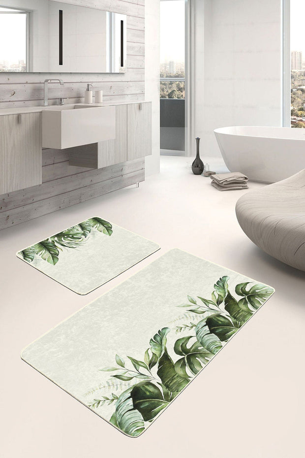 Set di 2 Tappetini da bagno antiscivolo Nuray BPS307 Rectangle Multicolore, 100 x 60 cm / 60 x 50 cm (1)