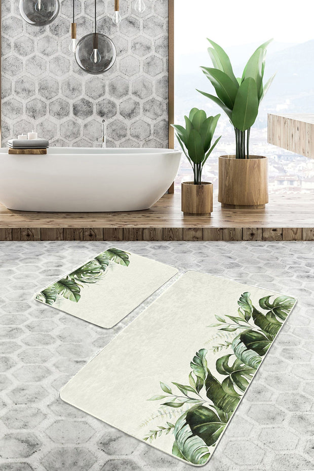 Set di 2 Tappetini da bagno antiscivolo Nuray BPS307 Rectangle Multicolore, 100 x 60 cm / 60 x 50 cm (2)