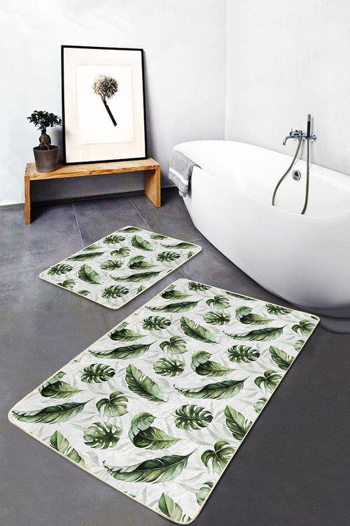 Set di 2 Tappetini da bagno antiscivolo Nuray BPS308 Rectangle Multicolore, 100 x 60 cm / 60 x 50 cm