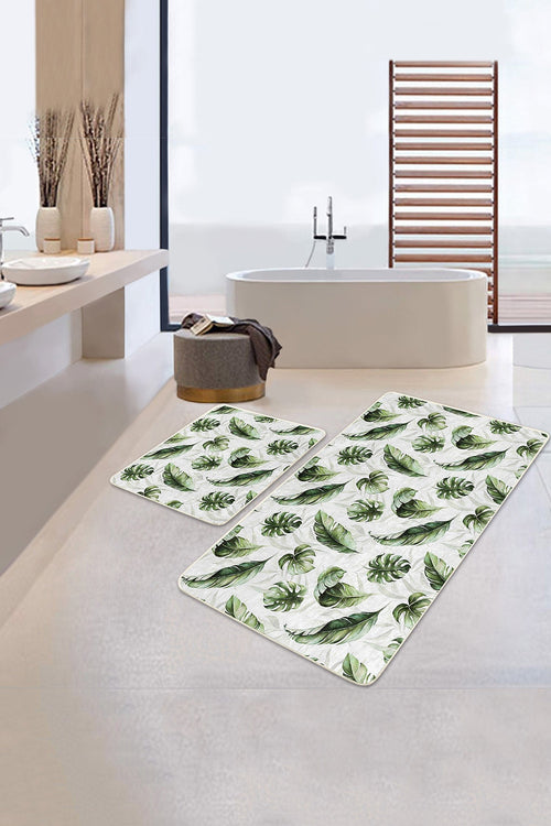 Set di 2 Tappetini da bagno antiscivolo Nuray BPS308 Rectangle Multicolore, 100 x 60 cm / 60 x 50 cm (1)
