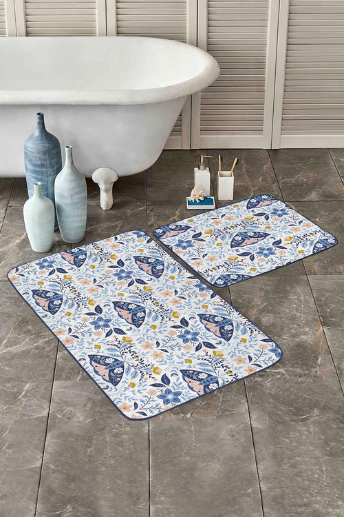 Set di 2 Tappetini da bagno antiscivolo Nuray BPS309 Rectangle Multicolore, 100 x 60 cm / 60 x 50 cm