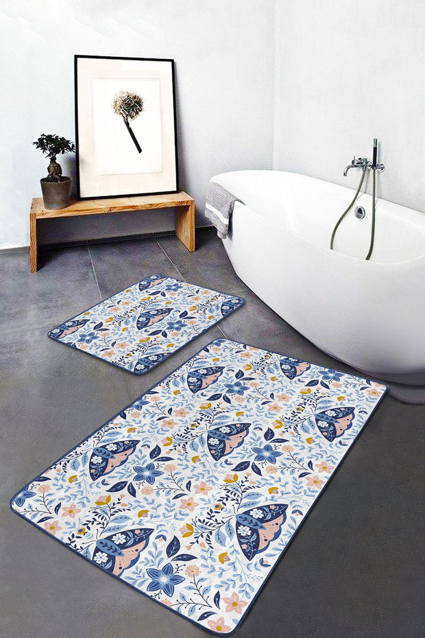 Set di 2 Tappetini da bagno antiscivolo Nuray BPS309 Rectangle Multicolore, 100 x 60 cm / 60 x 50 cm (1)