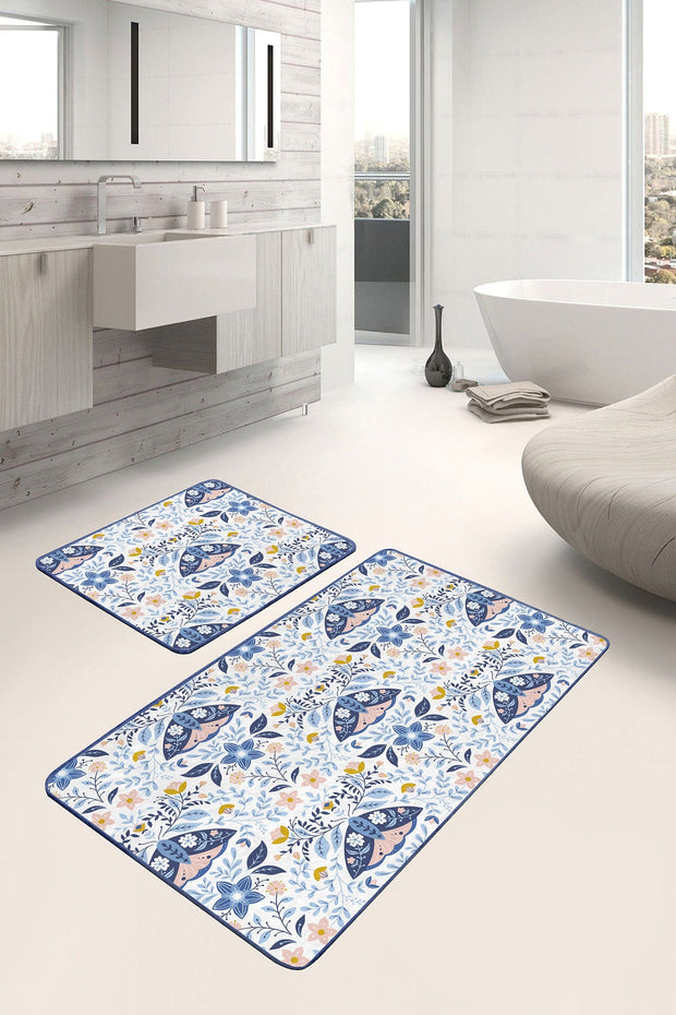 Set di 2 Tappetini da bagno antiscivolo Nuray BPS309 Rectangle Multicolore, 100 x 60 cm / 60 x 50 cm (2)